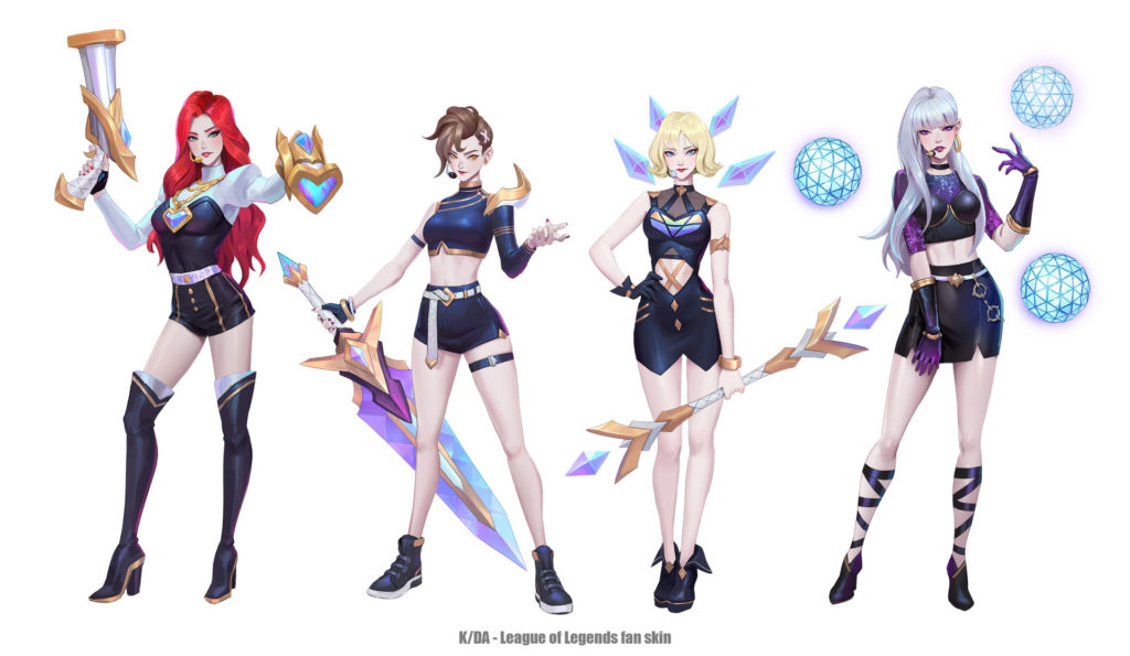 kda skin concept lol league of legends miss fortune riven lux syndra
